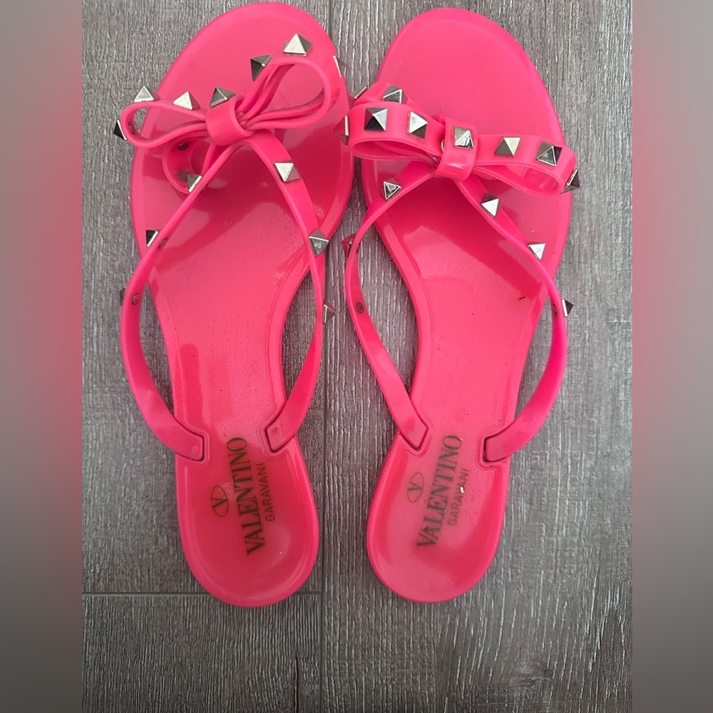 **Valentino Rockstud Jelly Sandals - Size 39 - Pink**